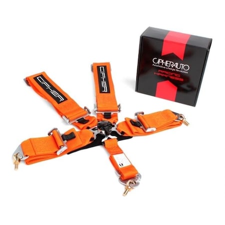 Cipher Auto CPA4005OR Cipher Racing Orange 5 Point Quick Release Racing Harness; Orange